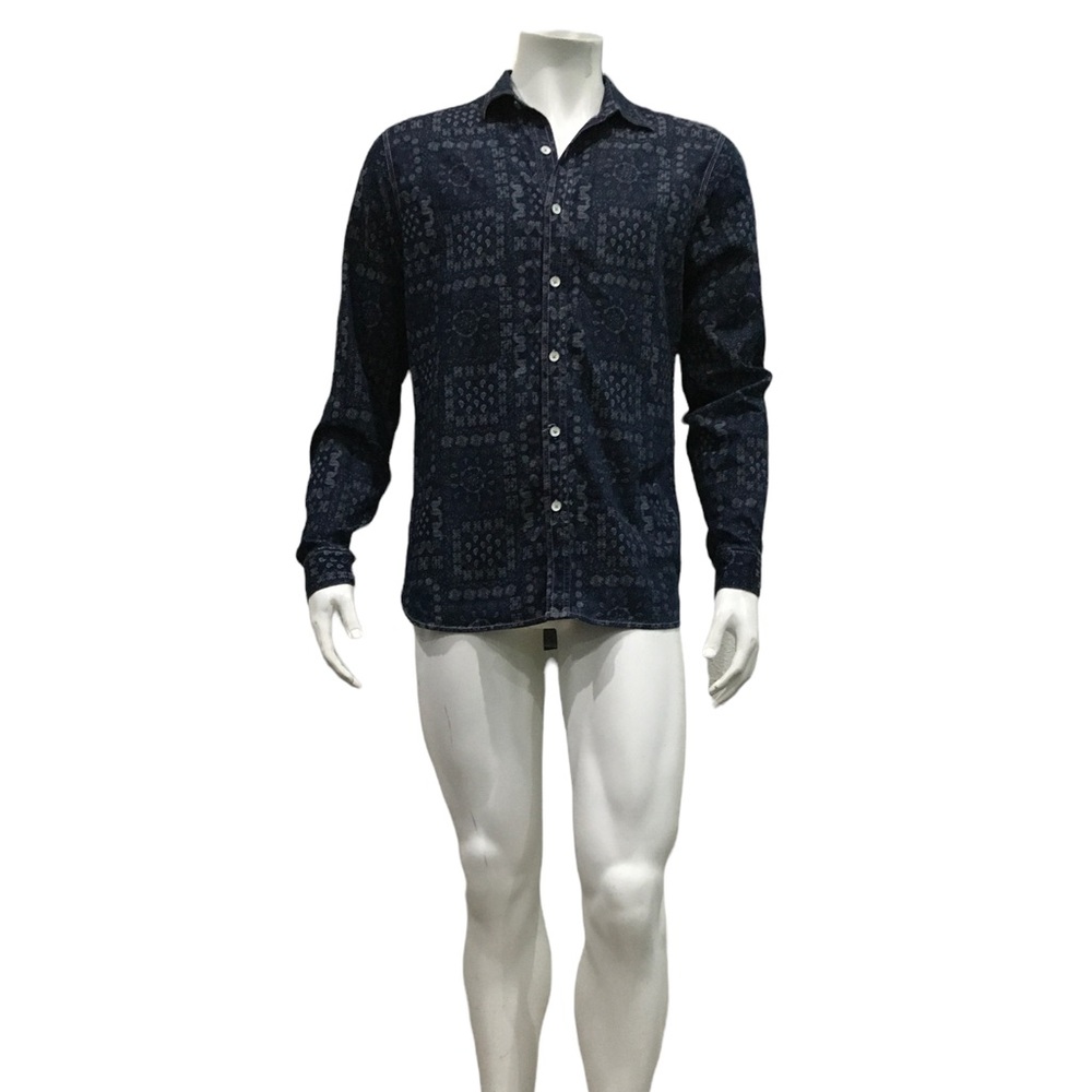 Robert Graham Mens Blue Geometric Button Shirt